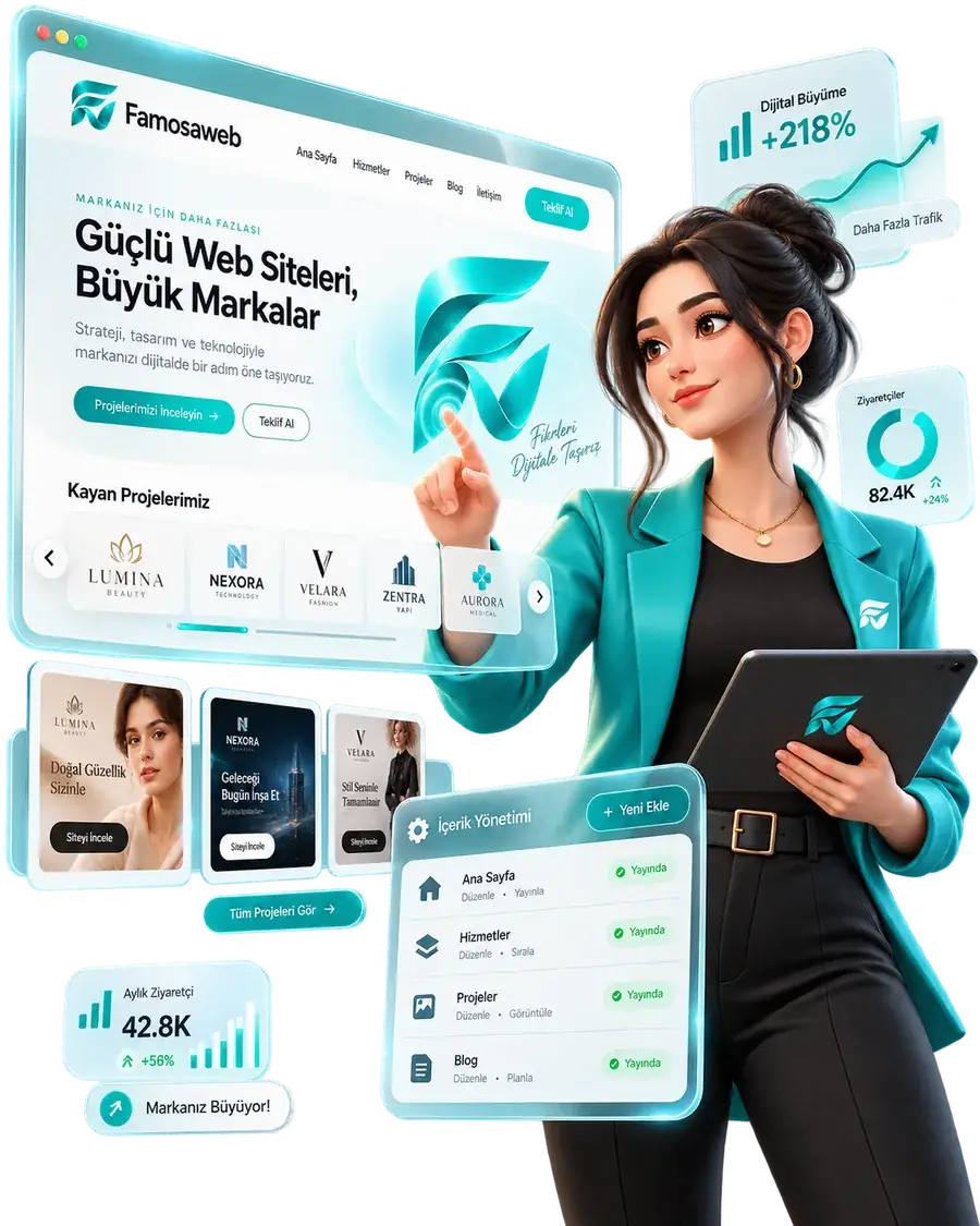Famosaweb web tasarım, mobil uygulama ve özel yazılım vitrini